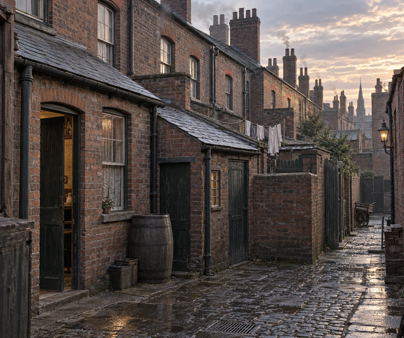 Back Streets & Courts, c. 1897; AI-generated historical interpretation set in Britain.