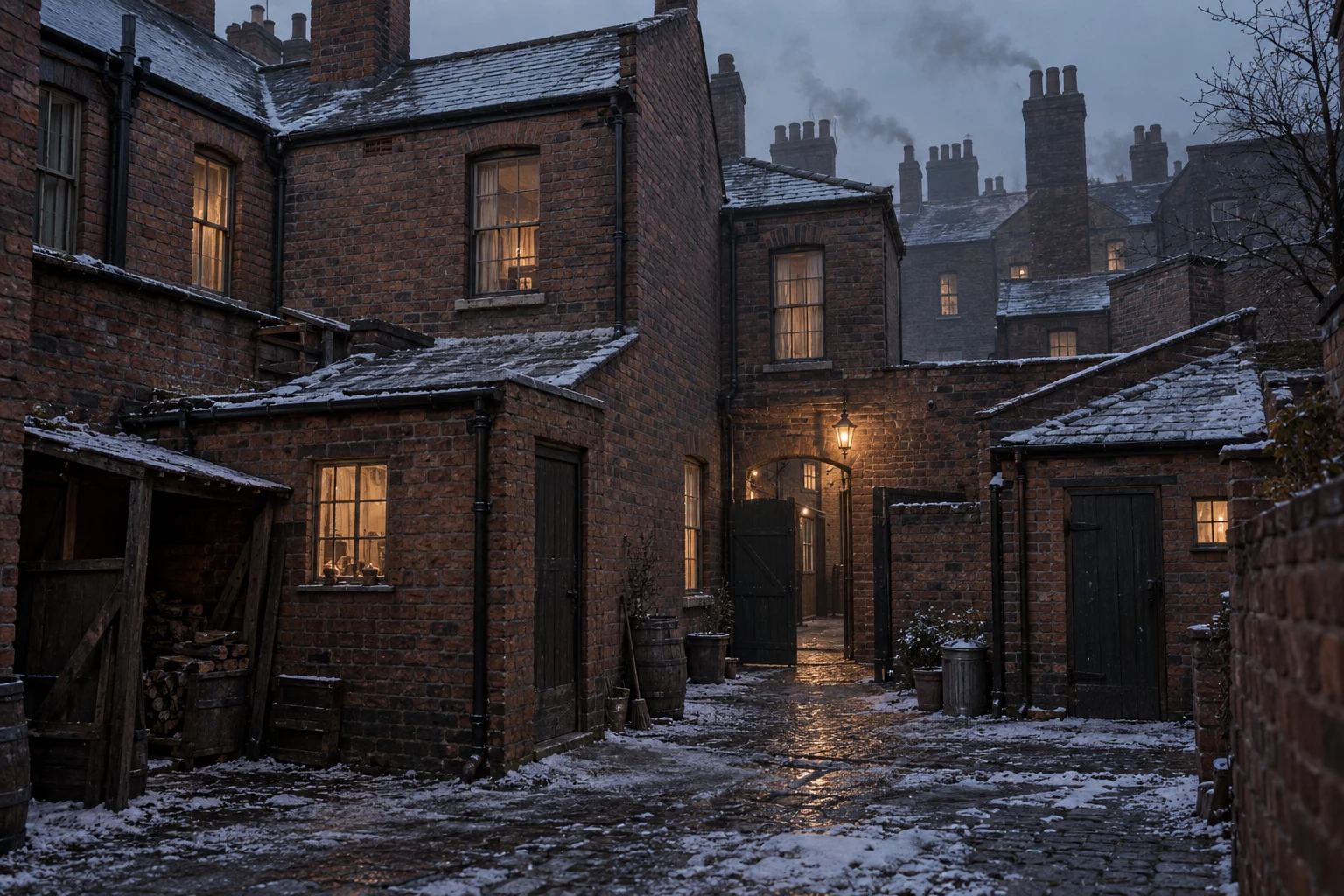 Back Streets & Courts, c. 1896; AI-generated historical interpretation set in Britain.