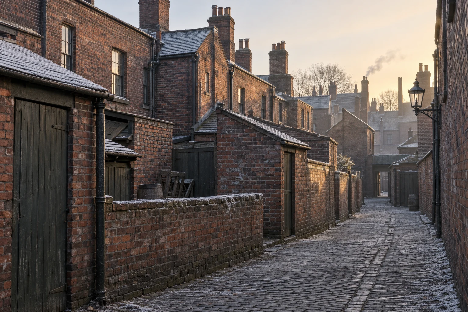 Back Streets & Courts, c. 1910; AI-generated historical interpretation set in Britain.