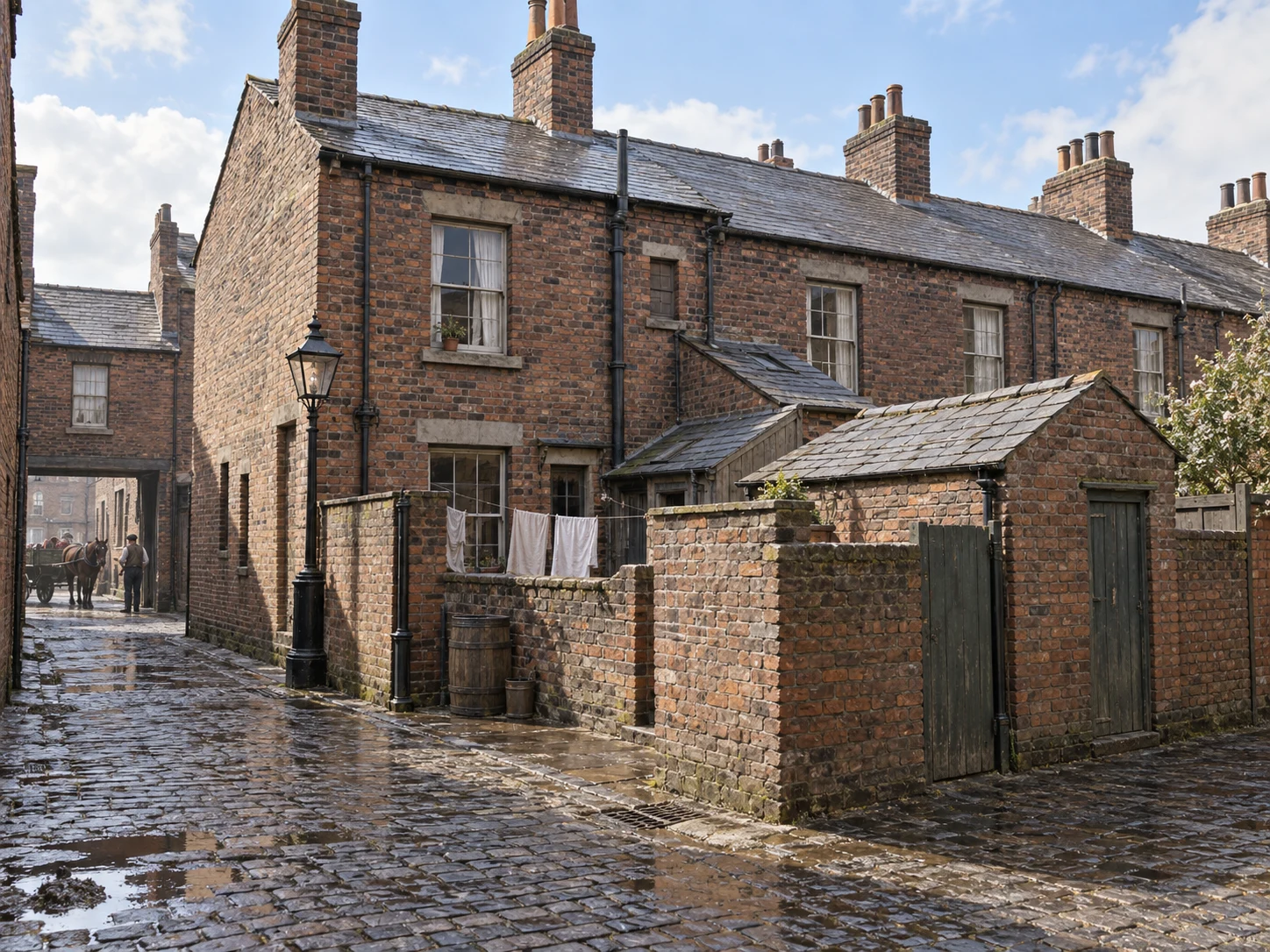 Back Streets & Courts, c. 1897; AI-generated historical interpretation set in Britain.