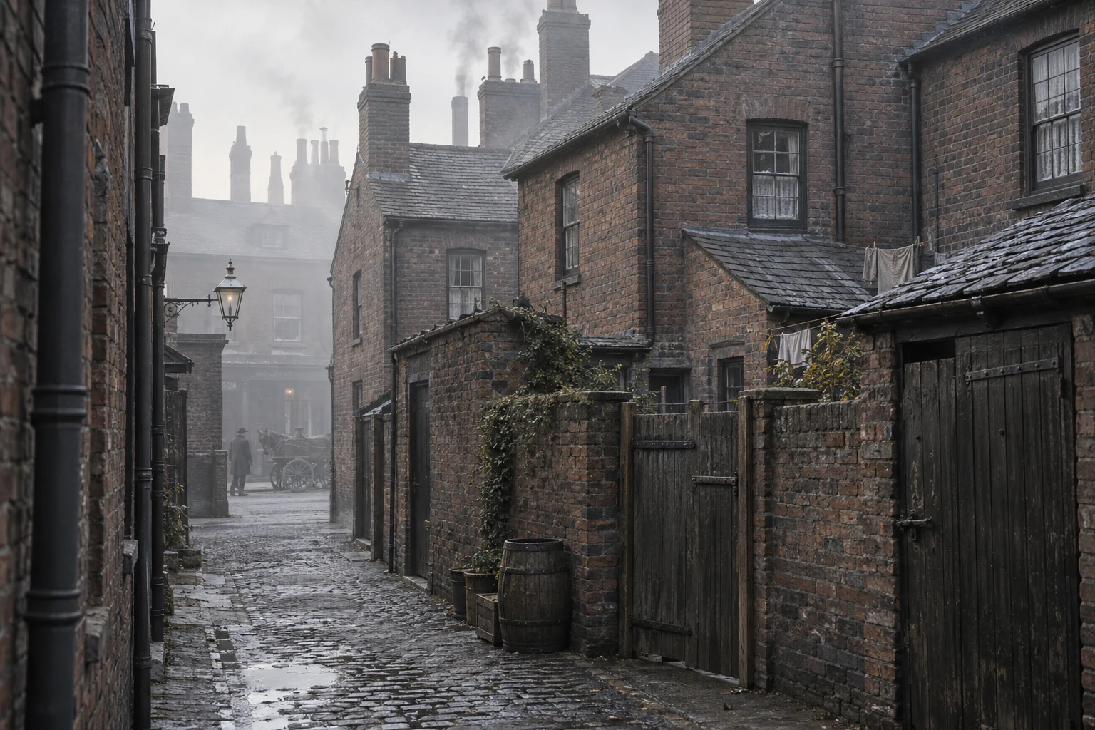 Back Streets & Courts, c. 1899; AI-generated historical interpretation set in Britain.
