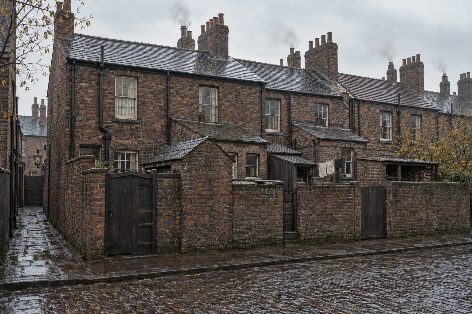 Back Streets & Courts, c. 1897; AI-generated historical interpretation set in Britain.