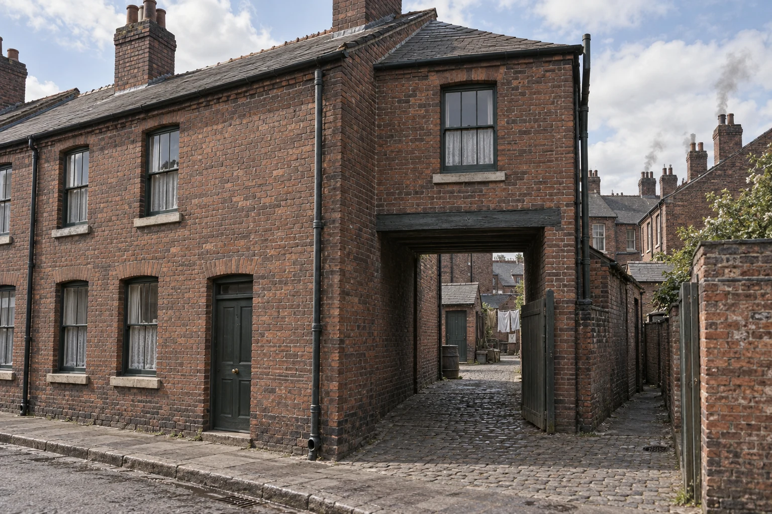 Back Streets & Courts, c. 1910; AI-generated historical interpretation set in Britain.