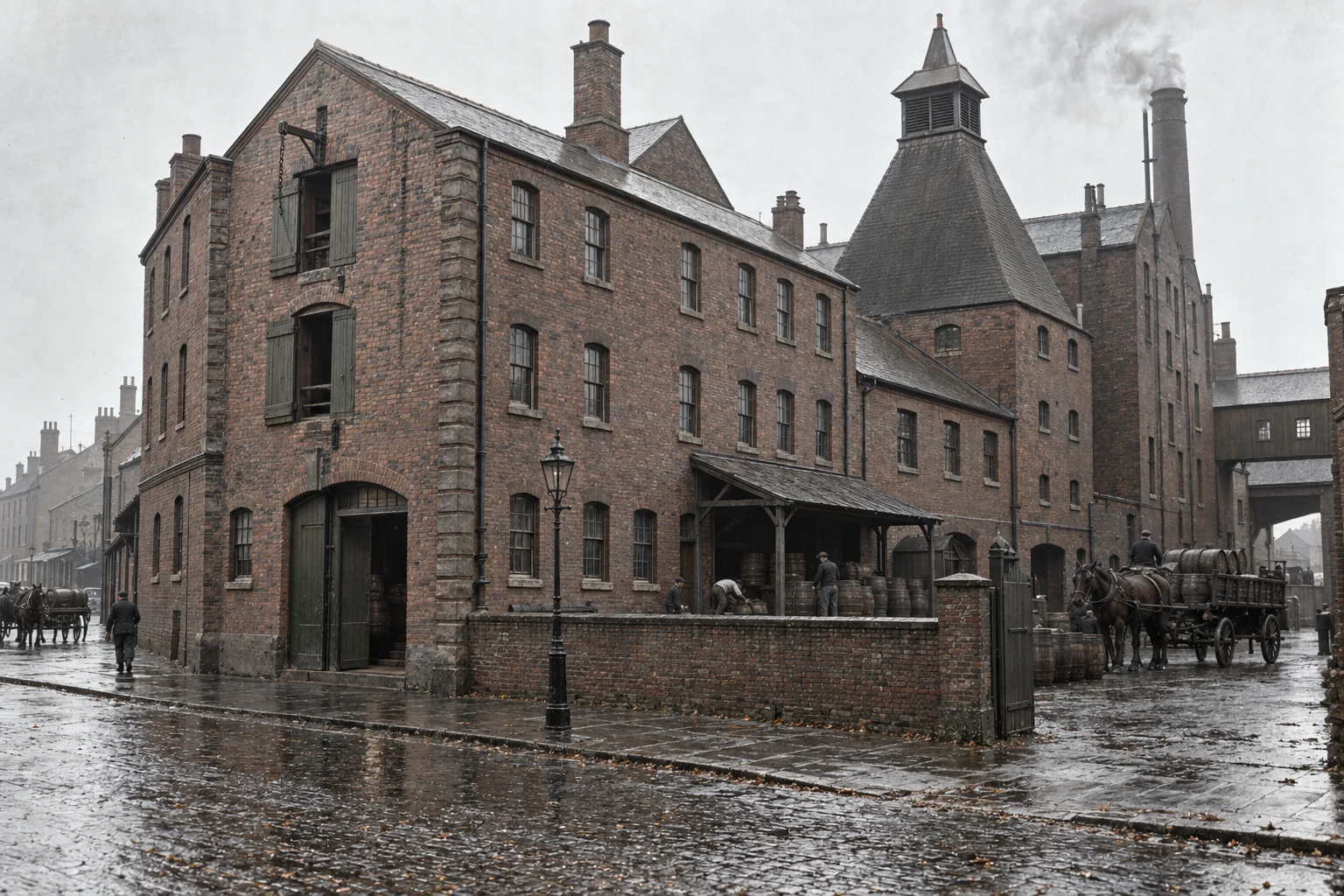Breweries & Maltings, c. 1901; AI-generated historical interpretation set in Britain.