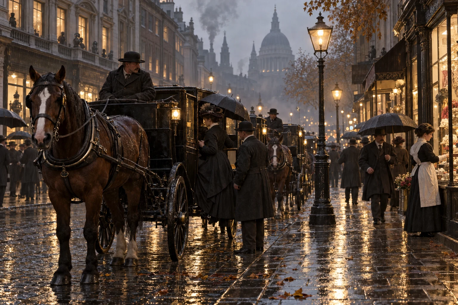 Commercial Streets, c. 1905; AI-generated historical interpretation set in Britain.