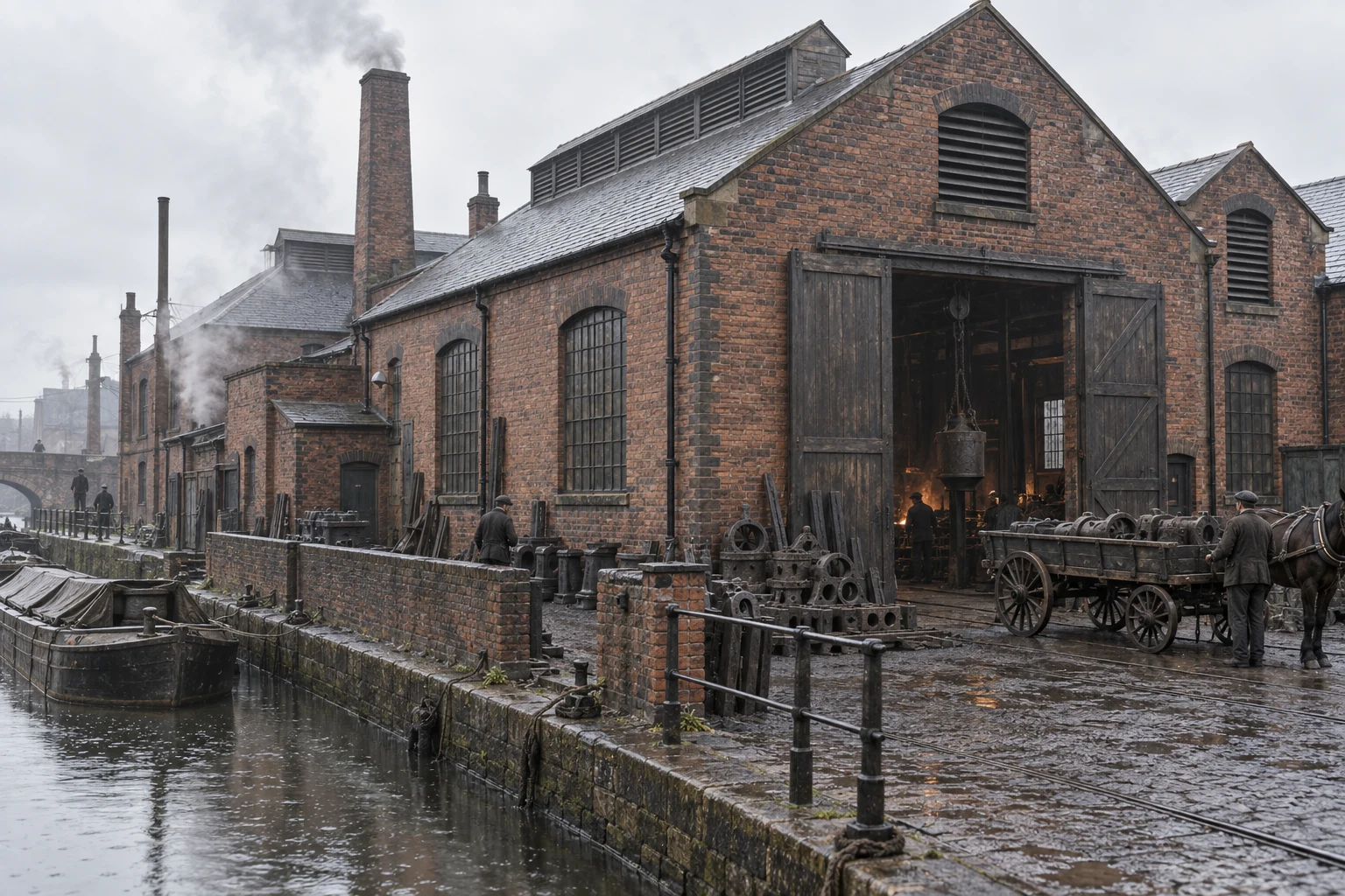 Foundries & Forges, c. 1899; AI-generated historical interpretation set in Britain.