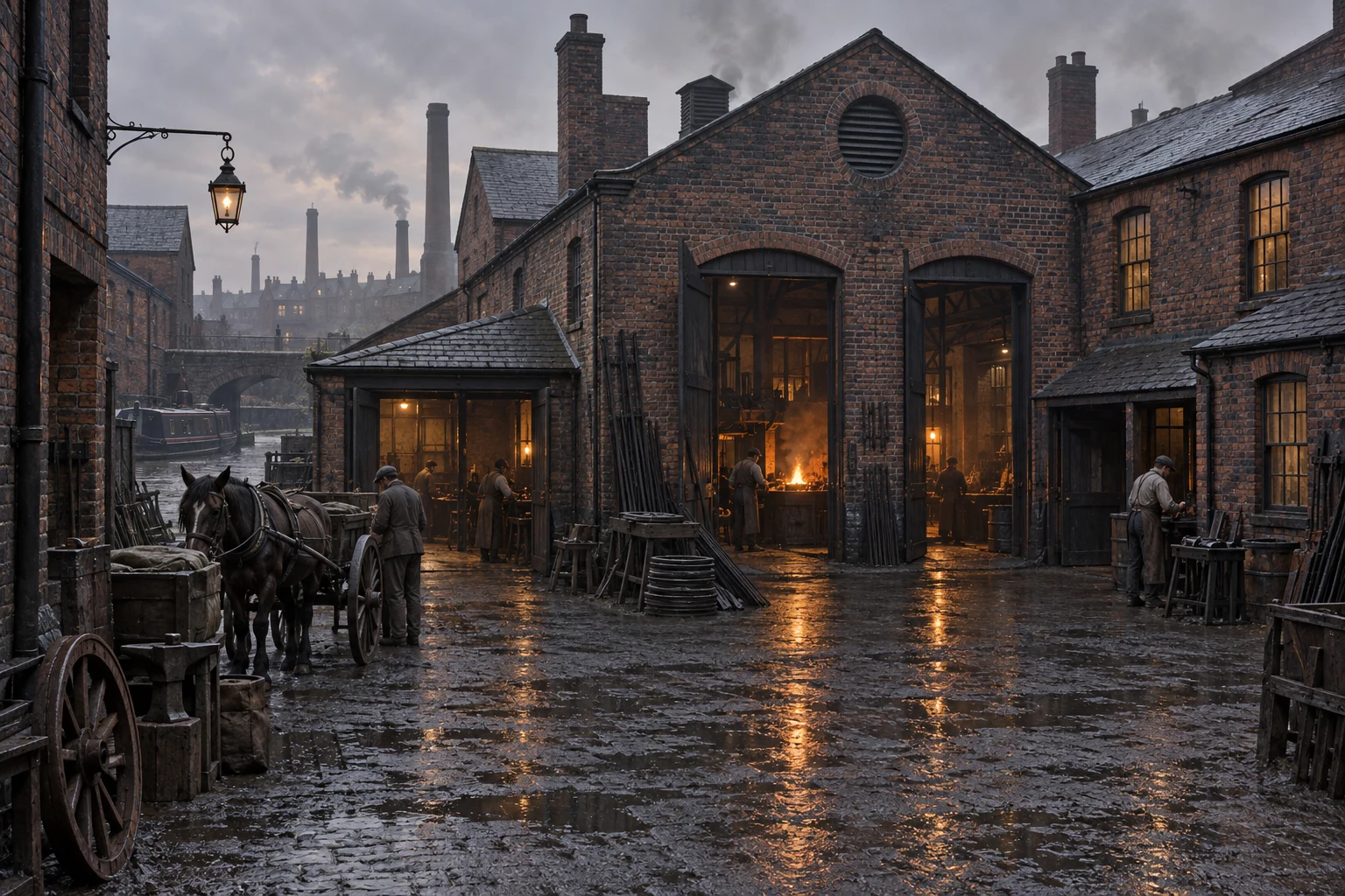 Foundries & Forges, c. 1880; AI-generated historical interpretation set in Britain.