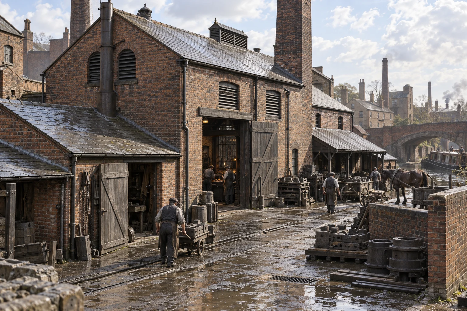 Foundries & Forges, c. 1897; AI-generated historical interpretation set in Britain.