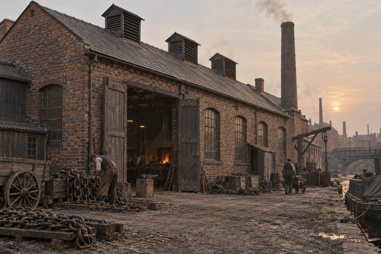 Foundries & Forges, c. 1910; AI-generated historical interpretation set in Britain.
