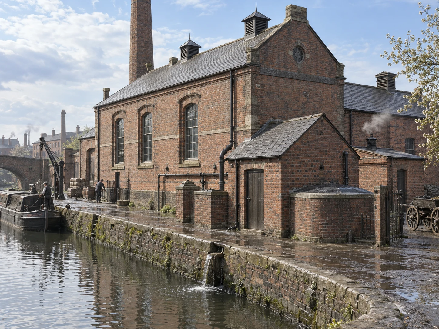 Gasworks & Utilities, c. 1885; AI-generated historical interpretation set in Britain.