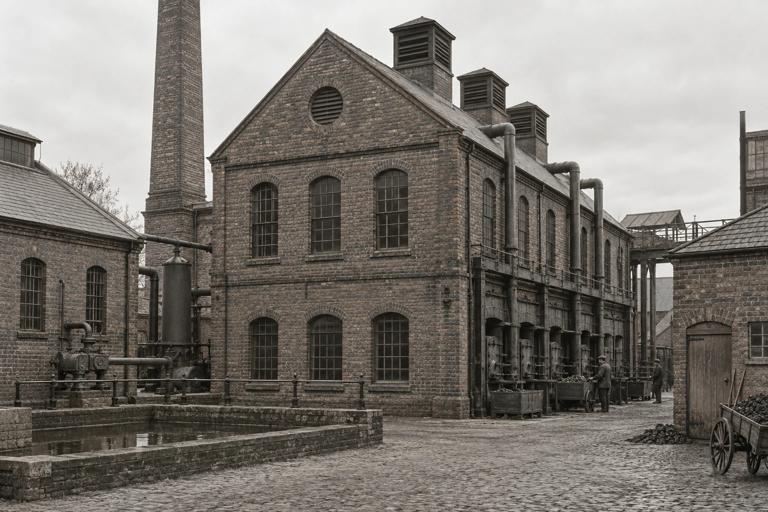 Gasworks & Utilities, c. 1904; AI-generated historical interpretation set in Britain.