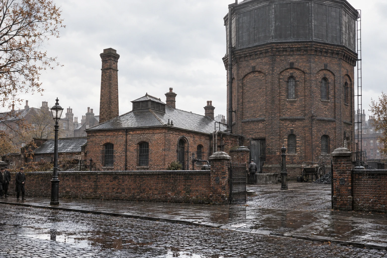 Gasworks & Utilities, c. 1888; AI-generated historical interpretation set in Britain.