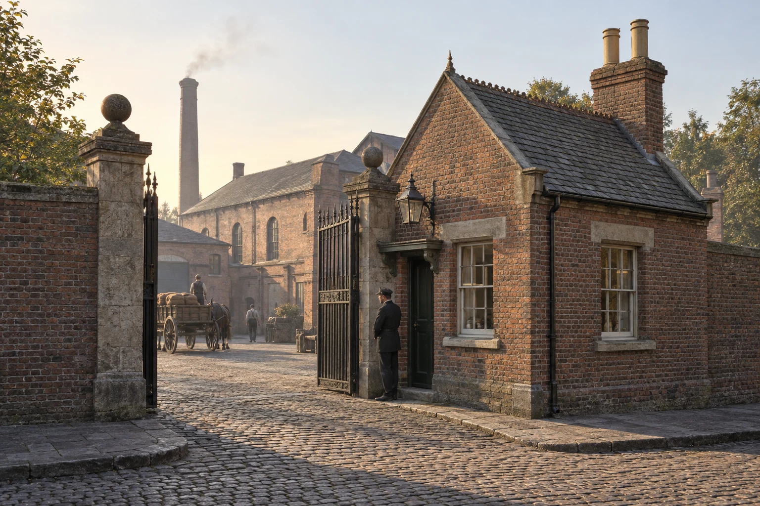 Gatehouses and Lodges, c. 1886; AI-generated historical interpretation set in Britain.