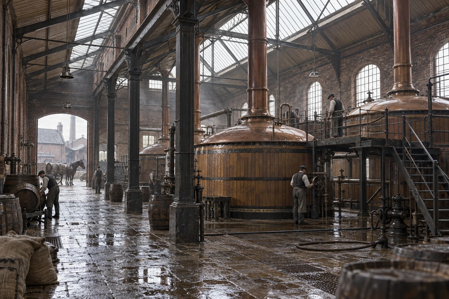 Industrial Interiors, c. 1899; AI-generated historical interpretation set in Britain.
