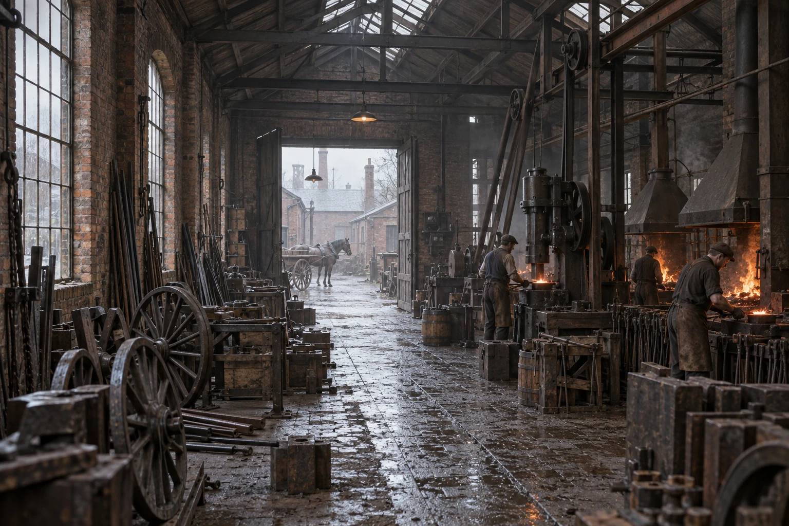 Industrial Interiors, c. 1901; AI-generated historical interpretation set in Britain.