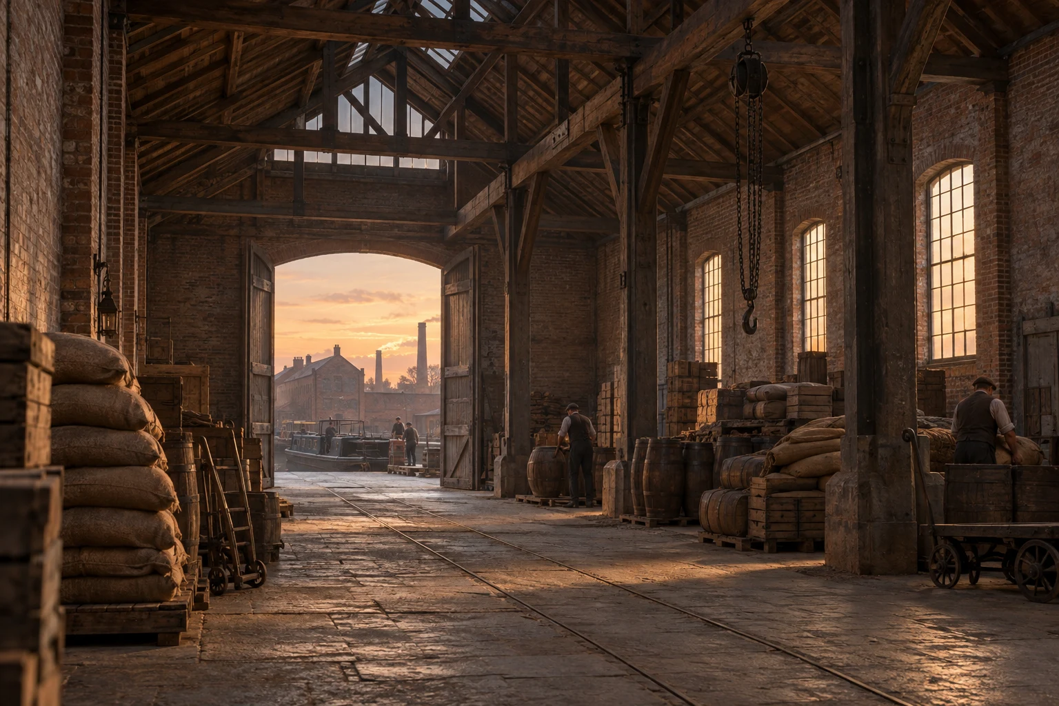 Industrial Interiors, c. 1904; AI-generated historical interpretation set in Britain.