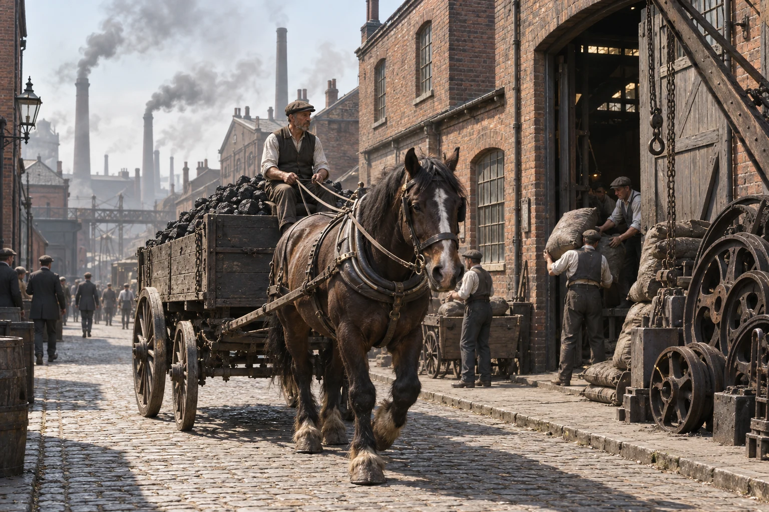 Industrial Streets, c. 1887; AI-generated historical interpretation set in Britain.
