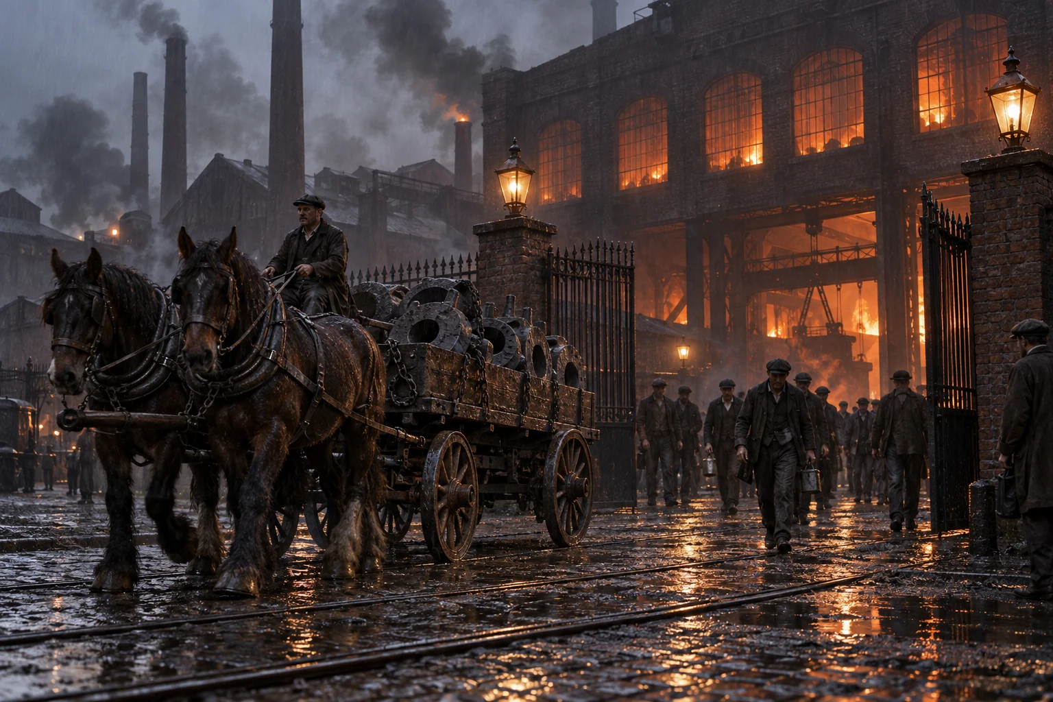 Industrial Streets, c. 1892; AI-generated historical interpretation set in Britain.
