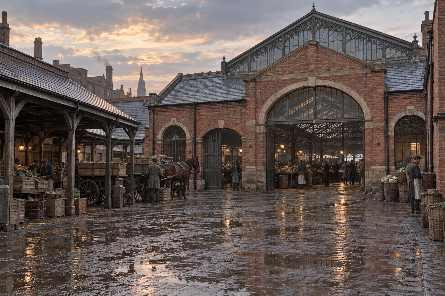 Markets, c. 1907; AI-generated historical interpretation set in Britain.