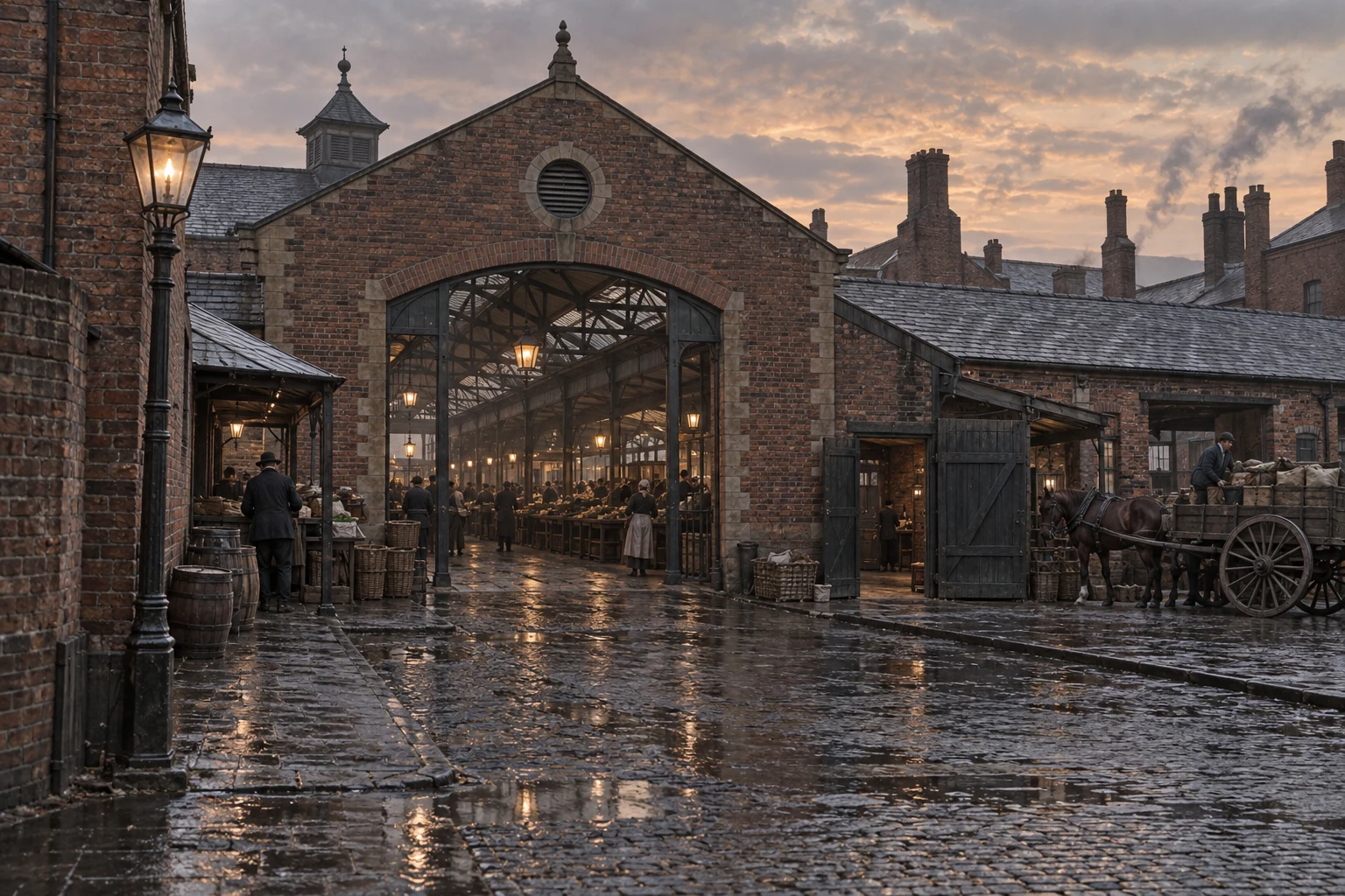 Markets, c. 1894; AI-generated historical interpretation set in Britain.