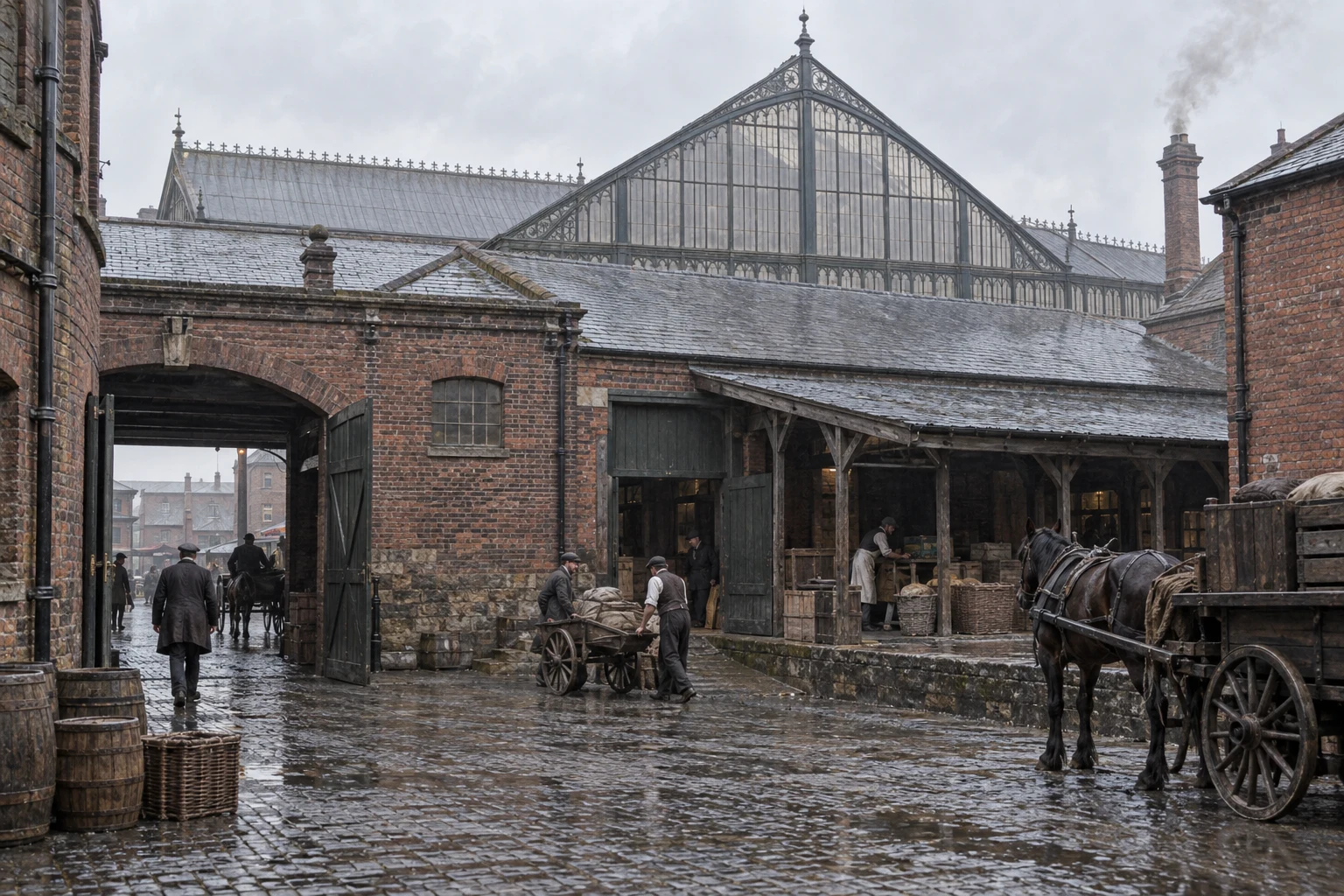 Markets, c. 1892; AI-generated historical interpretation set in Britain.