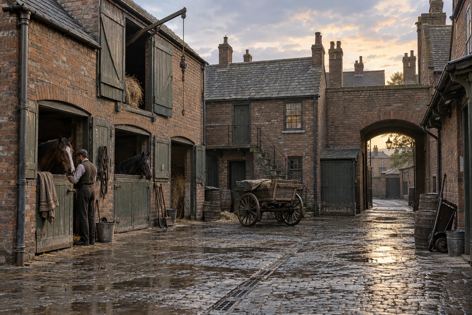 Mews & Service Yards, c. 1899; AI-generated historical interpretation set in Britain.