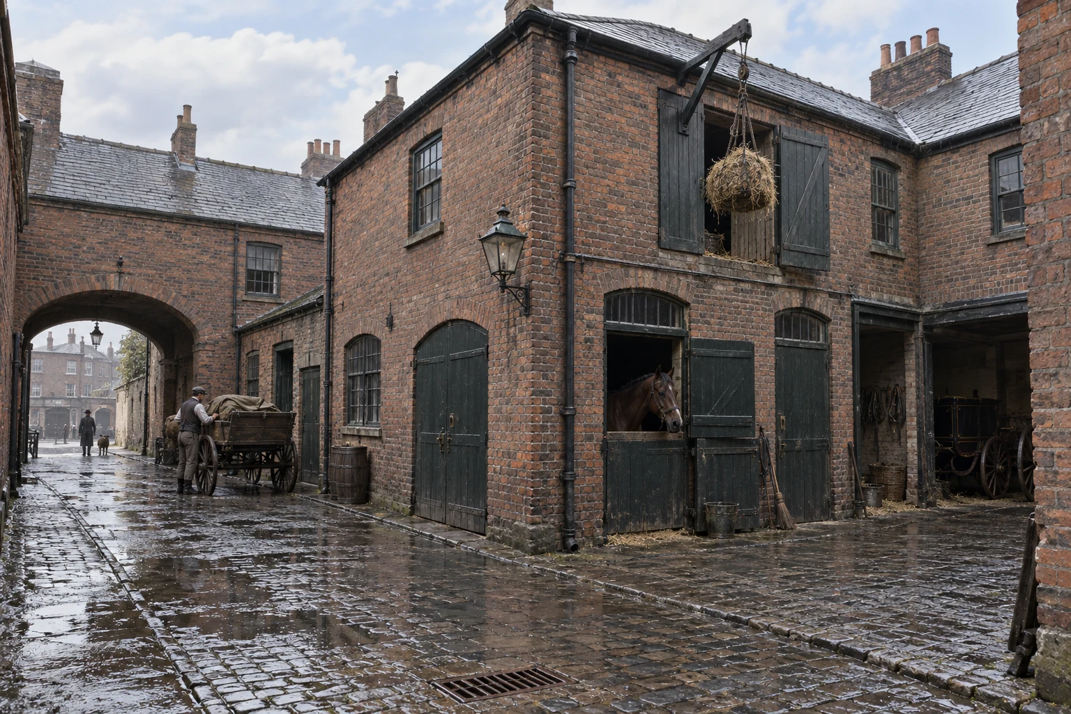 Mews & Service Yards, c. 1886; AI-generated historical interpretation set in Britain.