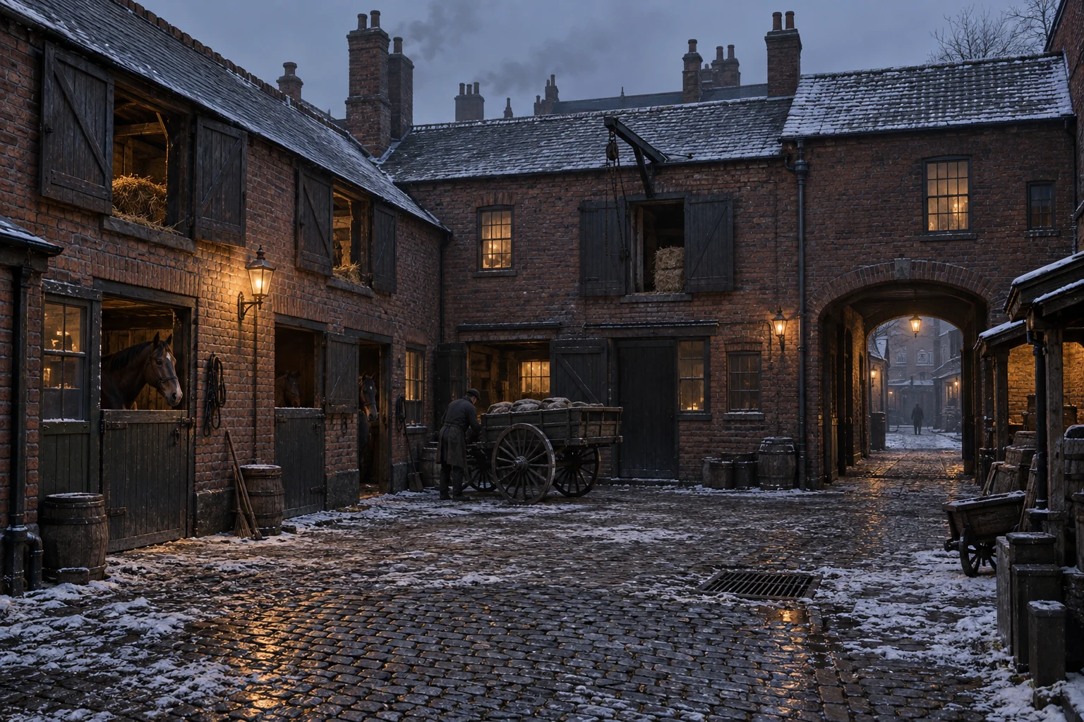 Mews & Service Yards, c. 1901; AI-generated historical interpretation set in Britain.
