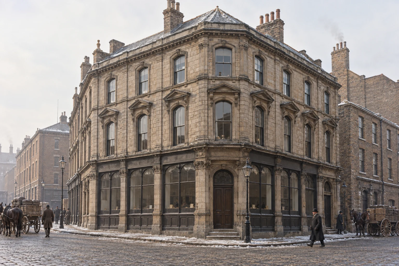 Offices, c. 1881; AI-generated historical interpretation set in Britain.