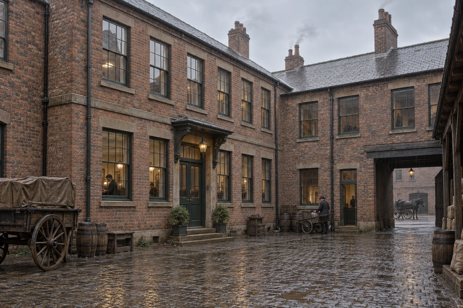 Offices, c. 1906; AI-generated historical interpretation set in Britain.