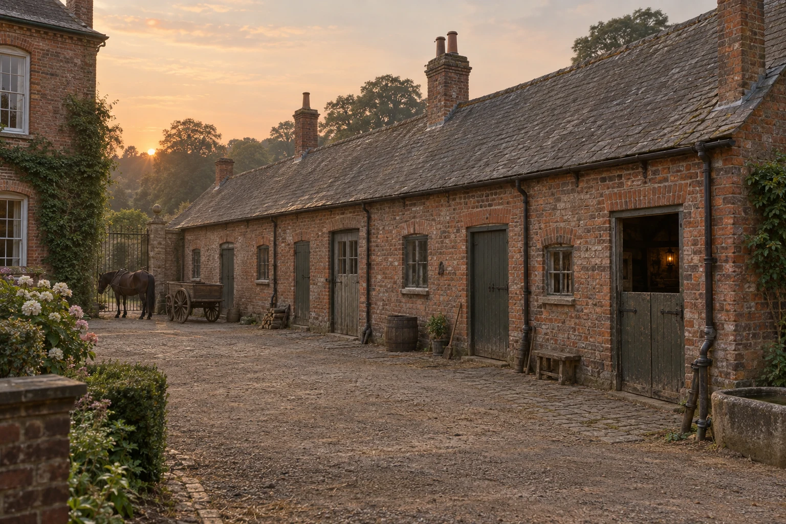 Outbuildings, c. 1892; AI-generated historical interpretation set in Britain.