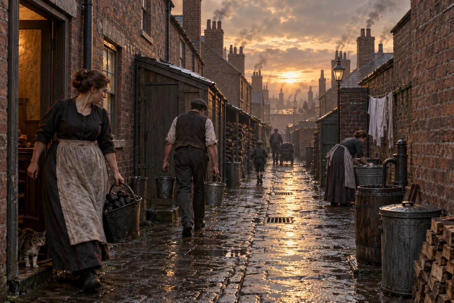 Residential Streets, c. 1896; AI-generated historical interpretation set in Britain.