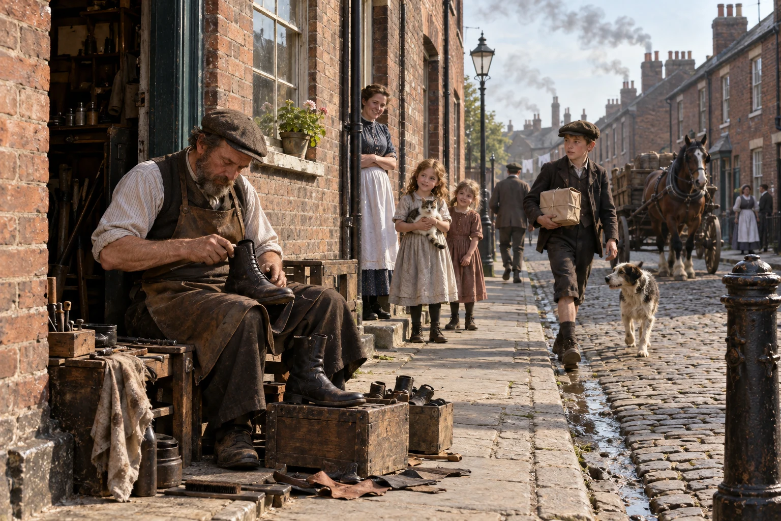 Residential Streets, c. 1889; AI-generated historical interpretation set in Britain.