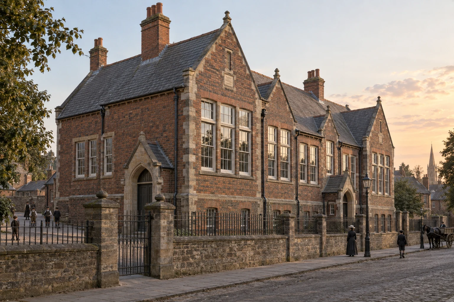 Schools, c. 1889; AI-generated historical interpretation set in Britain.