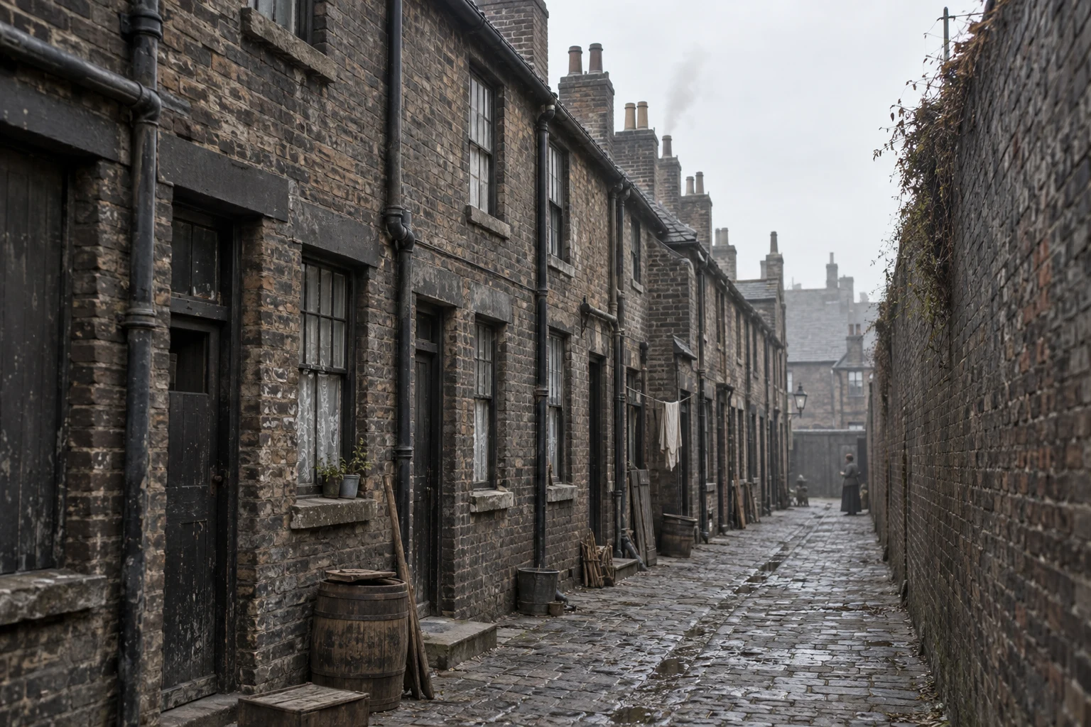 Slums, c. 1902; AI-generated historical interpretation set in Britain.