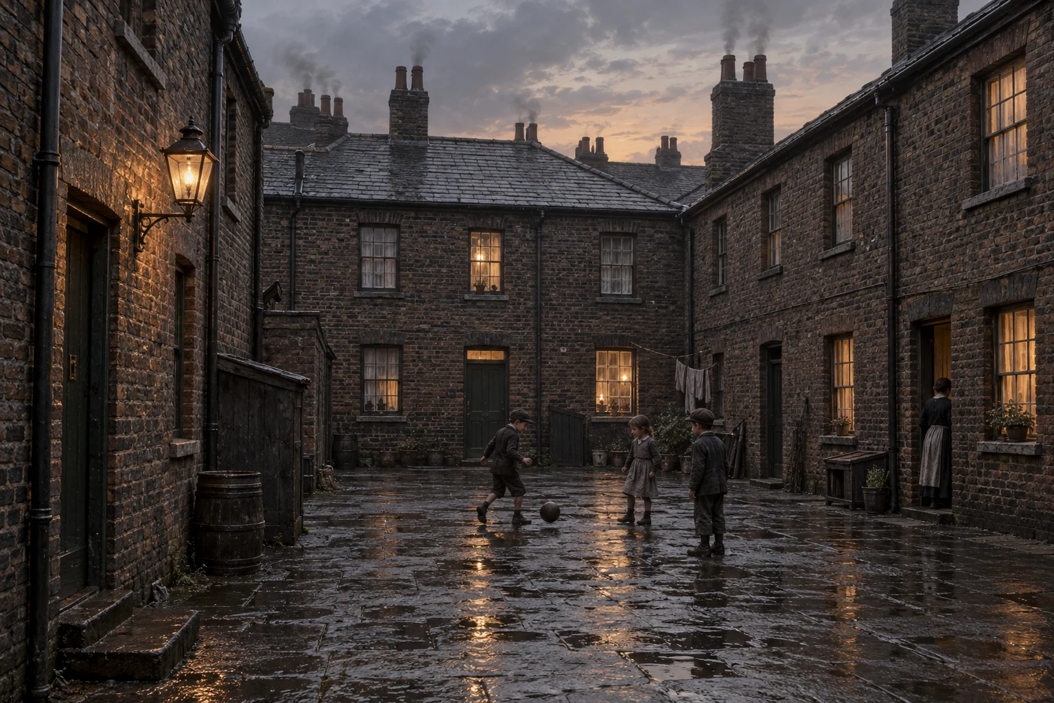 Slums, c. 1894; AI-generated historical interpretation set in Britain.