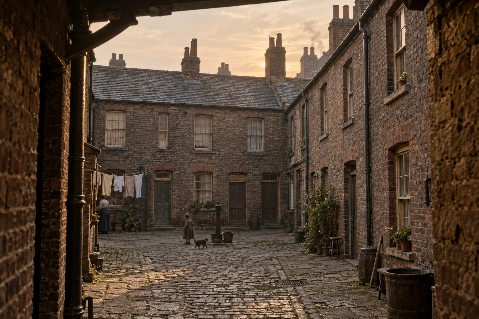 Slums, c. 1886; AI-generated historical interpretation set in Britain.