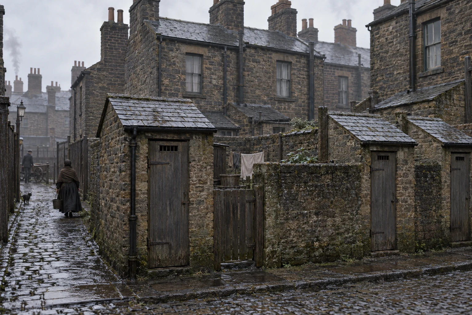 Slums, c. 1885; AI-generated historical interpretation set in Britain.