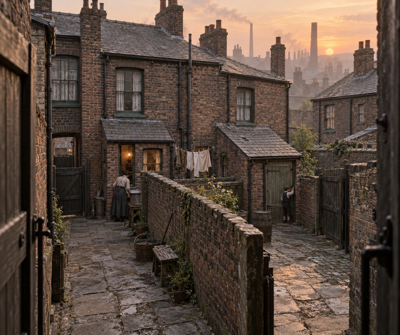 Slums, c. 1904; AI-generated historical interpretation set in Britain.