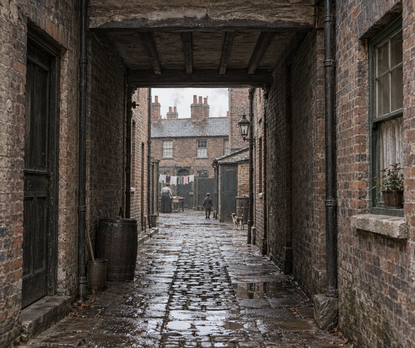 Slums, c. 1910; AI-generated historical interpretation set in Britain.