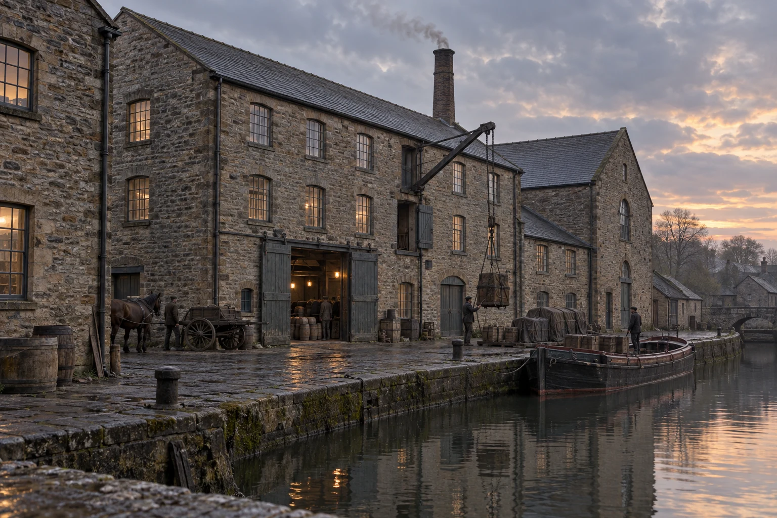 Small Factories, c. 1906; AI-generated historical interpretation set in Britain.