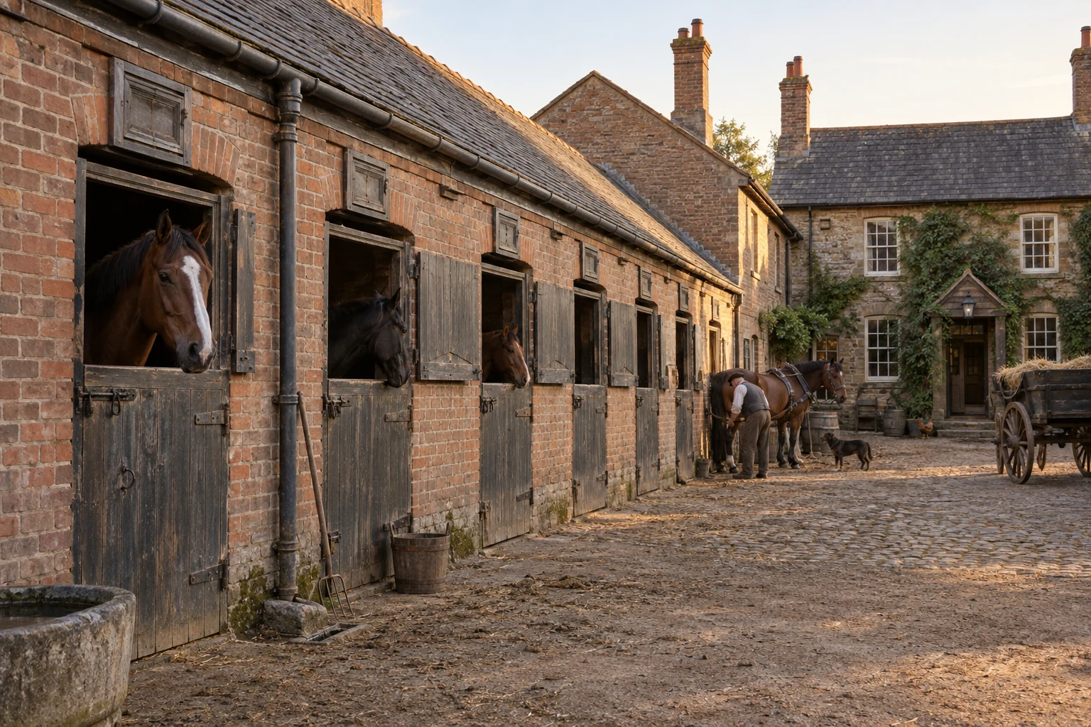 Stables, c. 1894; AI-generated historical interpretation set in Britain.