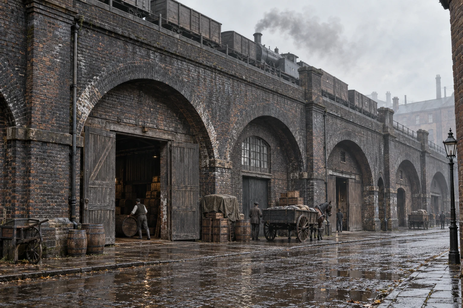 Viaducts & Arches, c. 1883; AI-generated historical interpretation set in Britain.