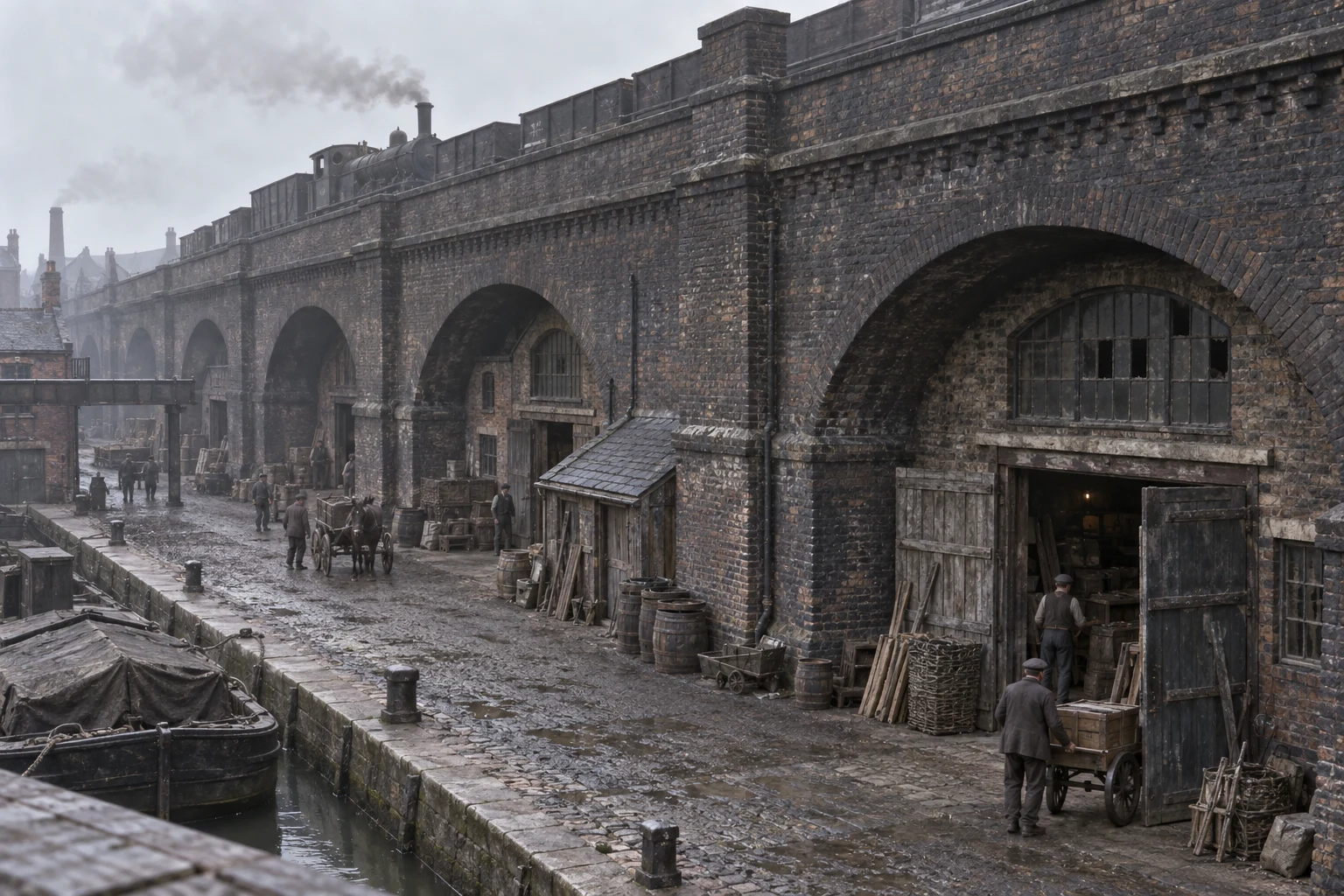 Viaducts & Arches, c. 1884; AI-generated historical interpretation set in Britain.