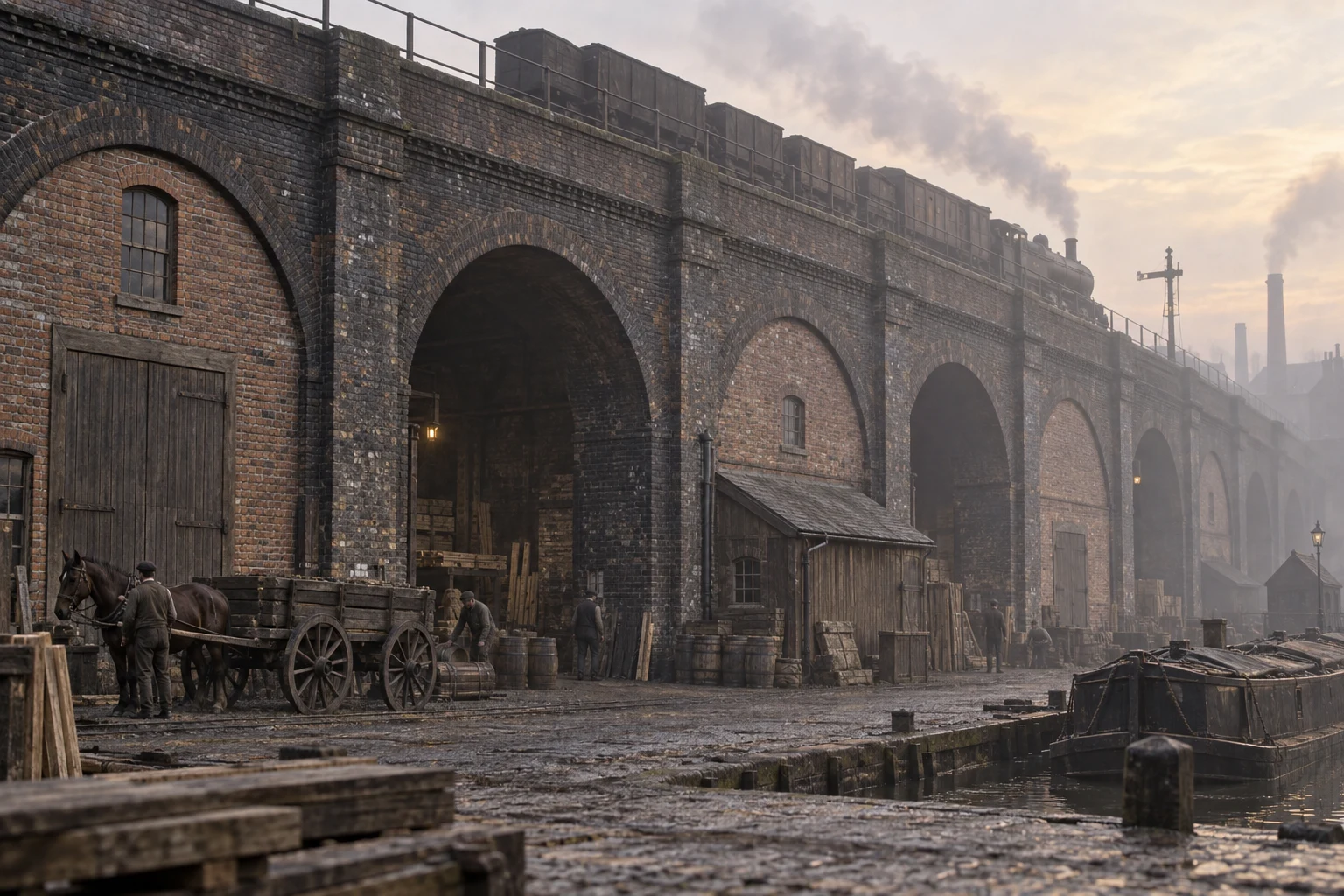 Viaducts & Arches, c. 1898; AI-generated historical interpretation set in Britain.