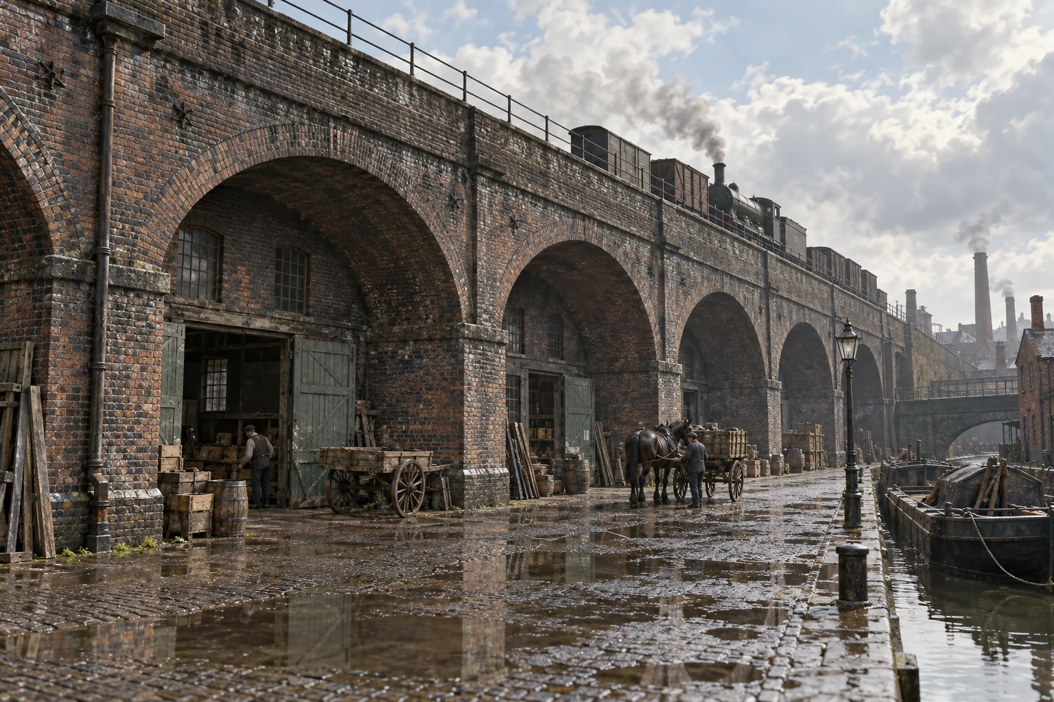 Viaducts & Arches, c. 1890; AI-generated historical interpretation set in Britain.
