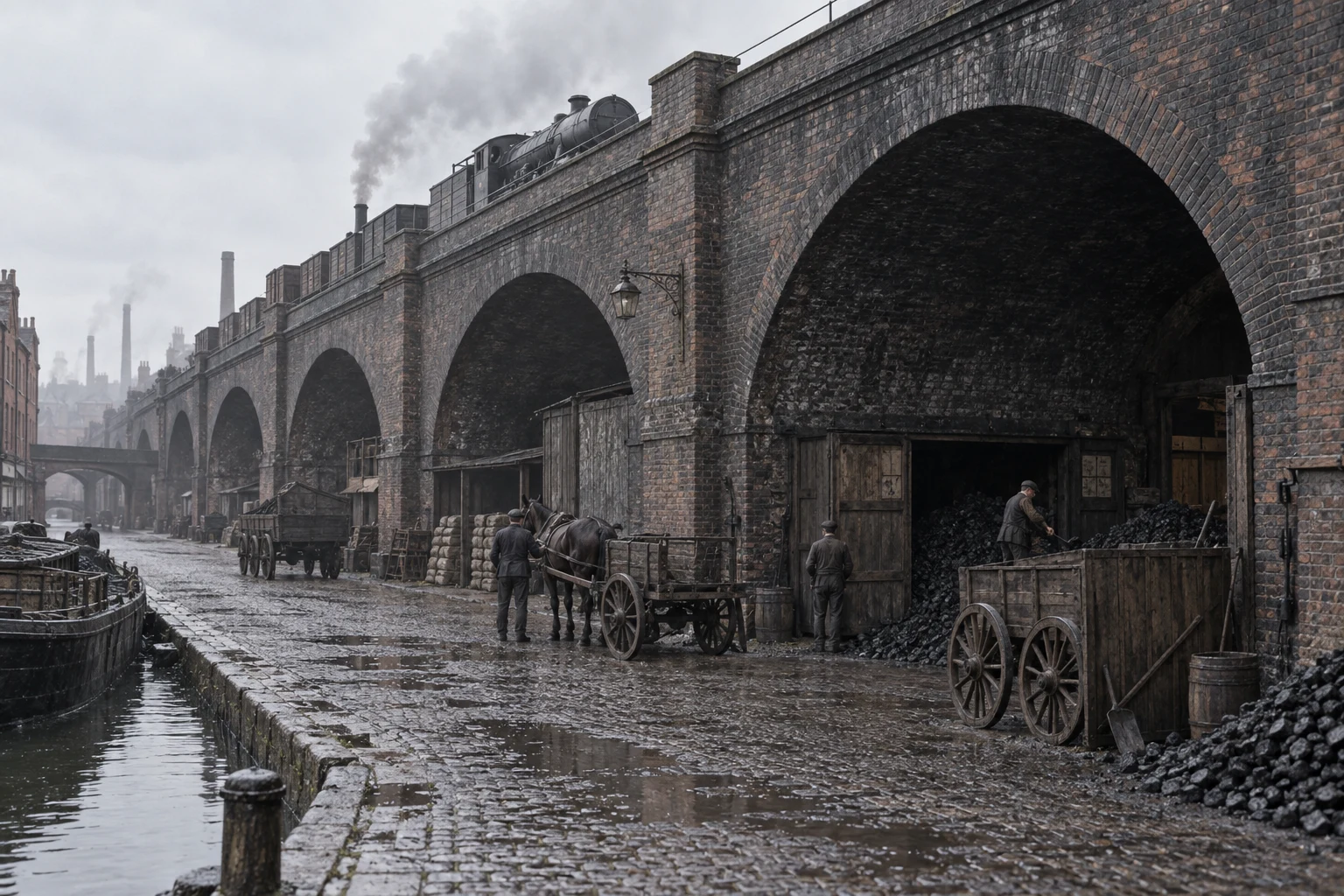 Viaducts & Arches, c. 1902; AI-generated historical interpretation set in Britain.