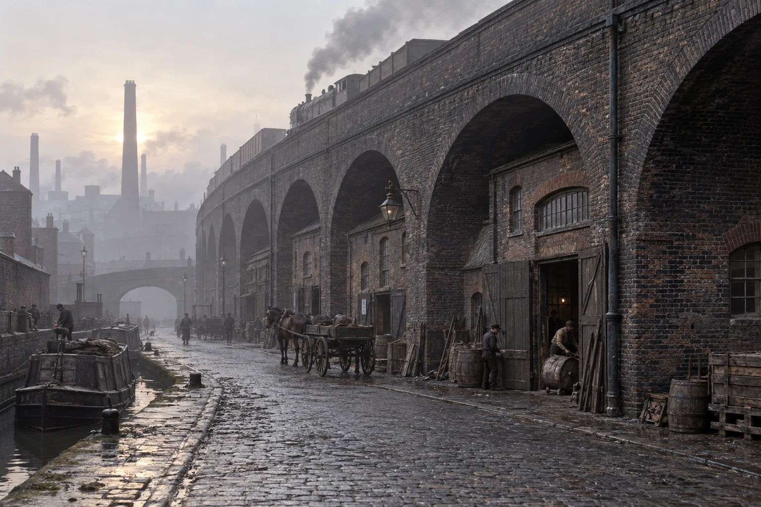 Viaducts & Arches, c. 1893; AI-generated historical interpretation set in Britain.