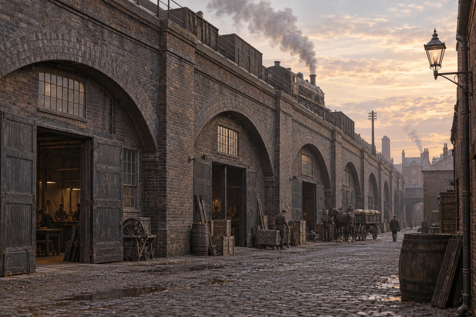 Viaducts & Arches, c. 1910; AI-generated historical interpretation set in Britain.