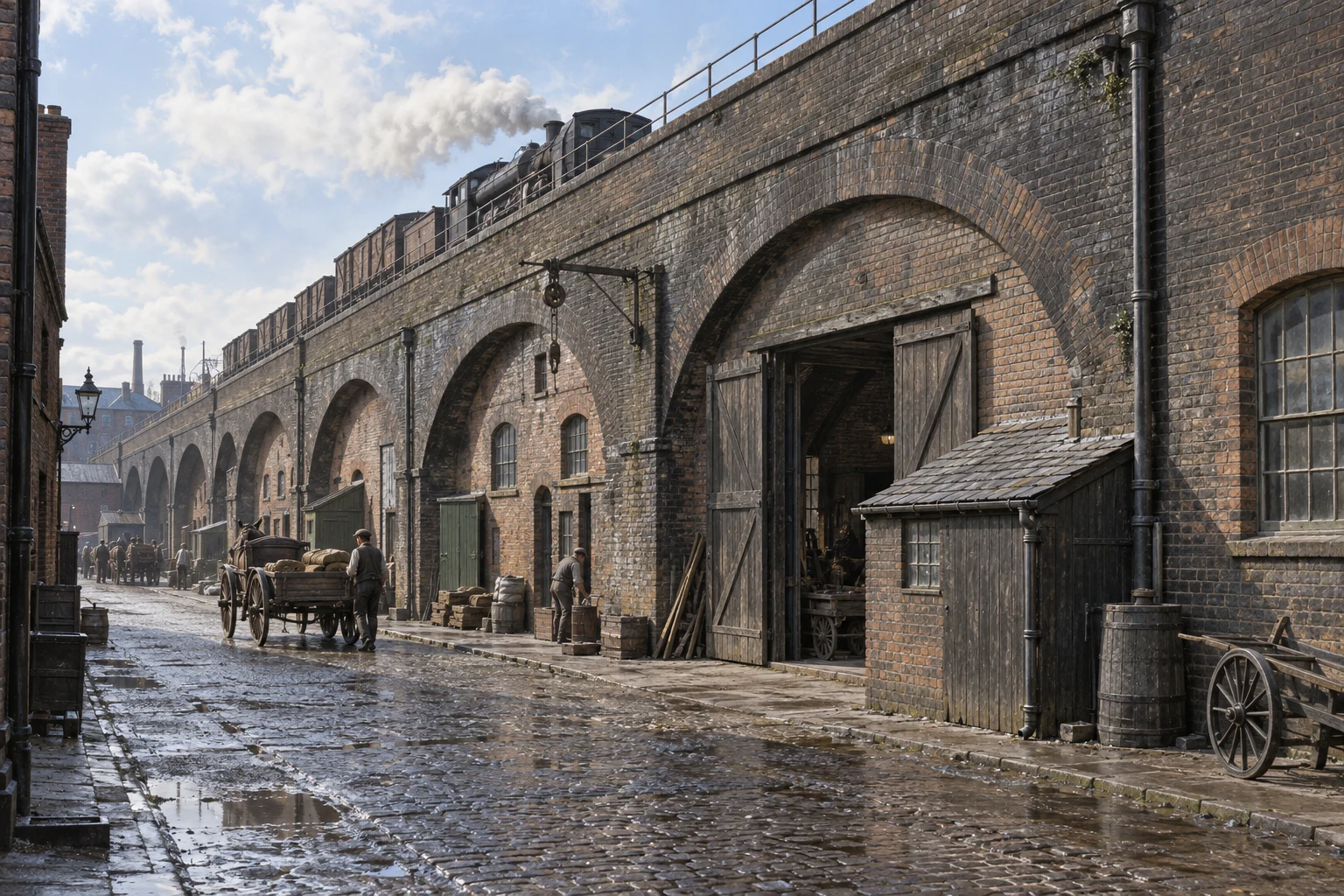 Viaducts & Arches, c. 1903; AI-generated historical interpretation set in Britain.
